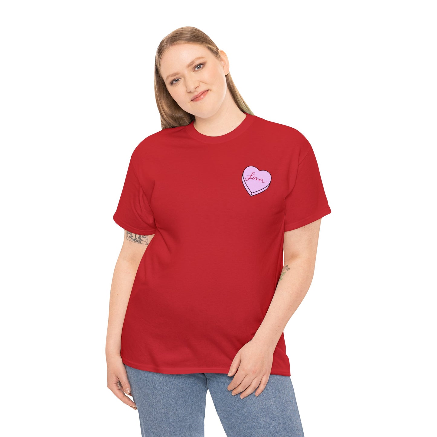 TS "Lover" Valentine's Day Candy Heart Unisex Heavy Cotton Tee