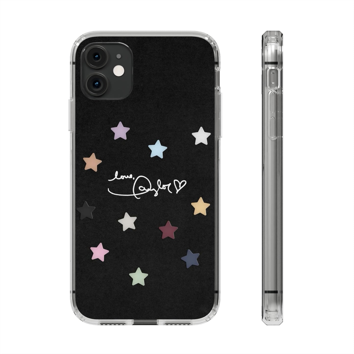 "Love, Taylor" Taylor Swift Confetti Black/Clear Phone Cases (Iphone & Samsung)