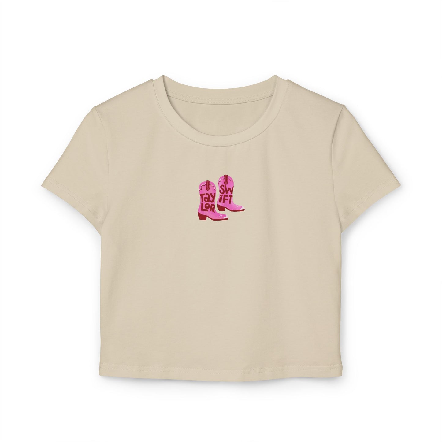 "Taylor Swift Debut Pink Cowboy Boots (White, Tan, Black, Baby Pink) Women's Baby Tee