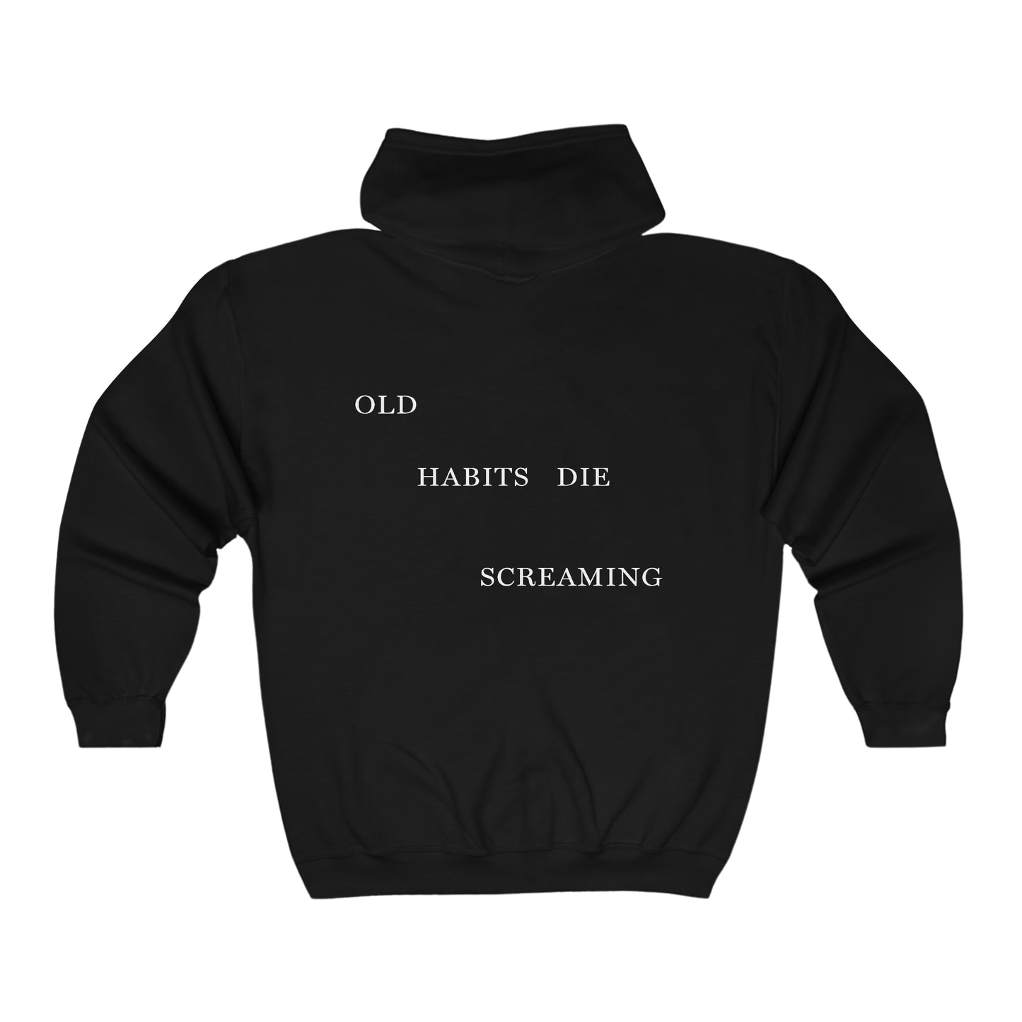 "OLD HABITS DIE SCREAMING" TTPD 'The Black Dog' Variant Zip-Up (TS, The Tortured Poets Department, Unisex Heavy Blend™ Full Zip Hooded Sweatshirt)