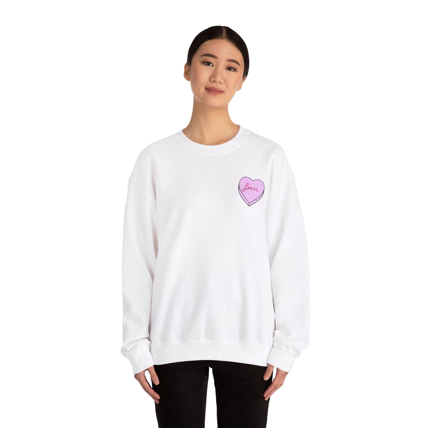 TS "Lover" Valentine's Day Candy Heart Unisex Heavy Blend™ Crewneck Sweatshirt