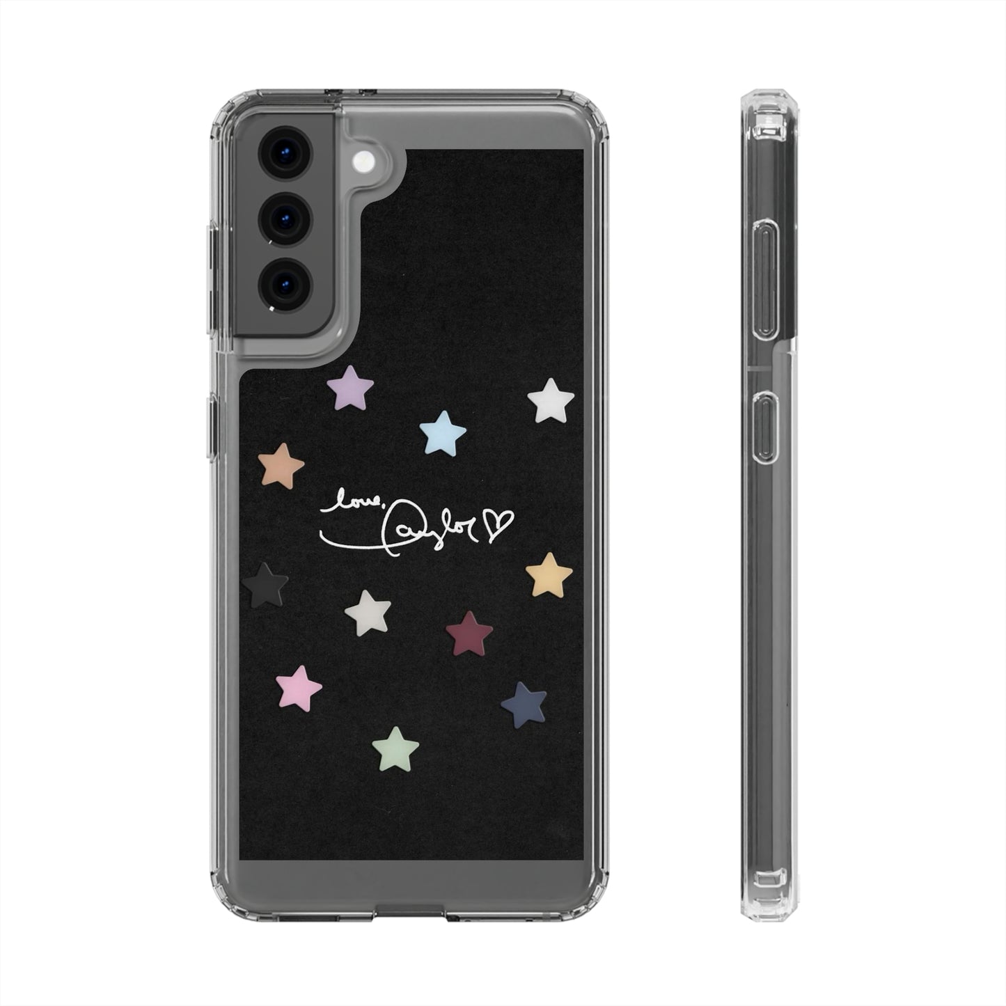 "Love, Taylor" Taylor Swift Confetti Black/Clear Phone Cases (Iphone & Samsung)