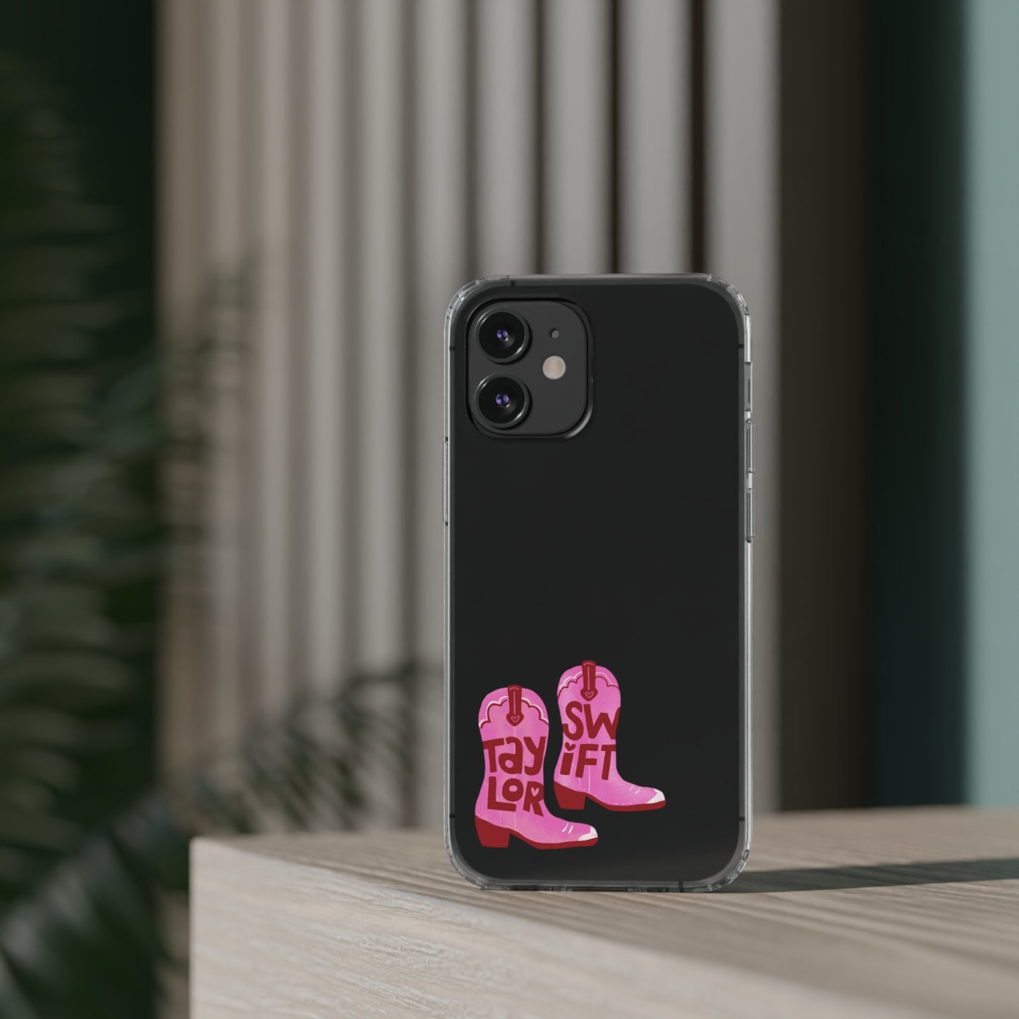 "Taylor Swift" Pink Cowboy Boots (Debut) Clear Phone Cases (Iphone & Samsung)