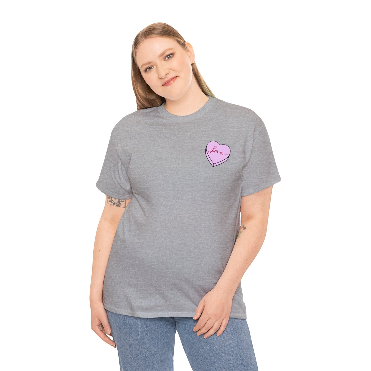 TS "Lover" Valentine's Day Candy Heart Unisex Heavy Cotton Tee