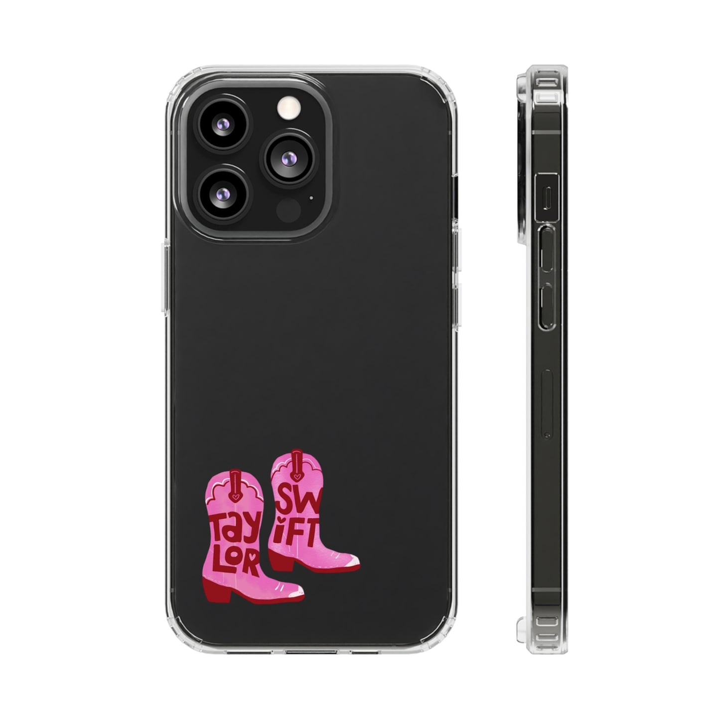 "Taylor Swift" Pink Cowboy Boots (Debut) Clear Phone Cases (Iphone & Samsung)