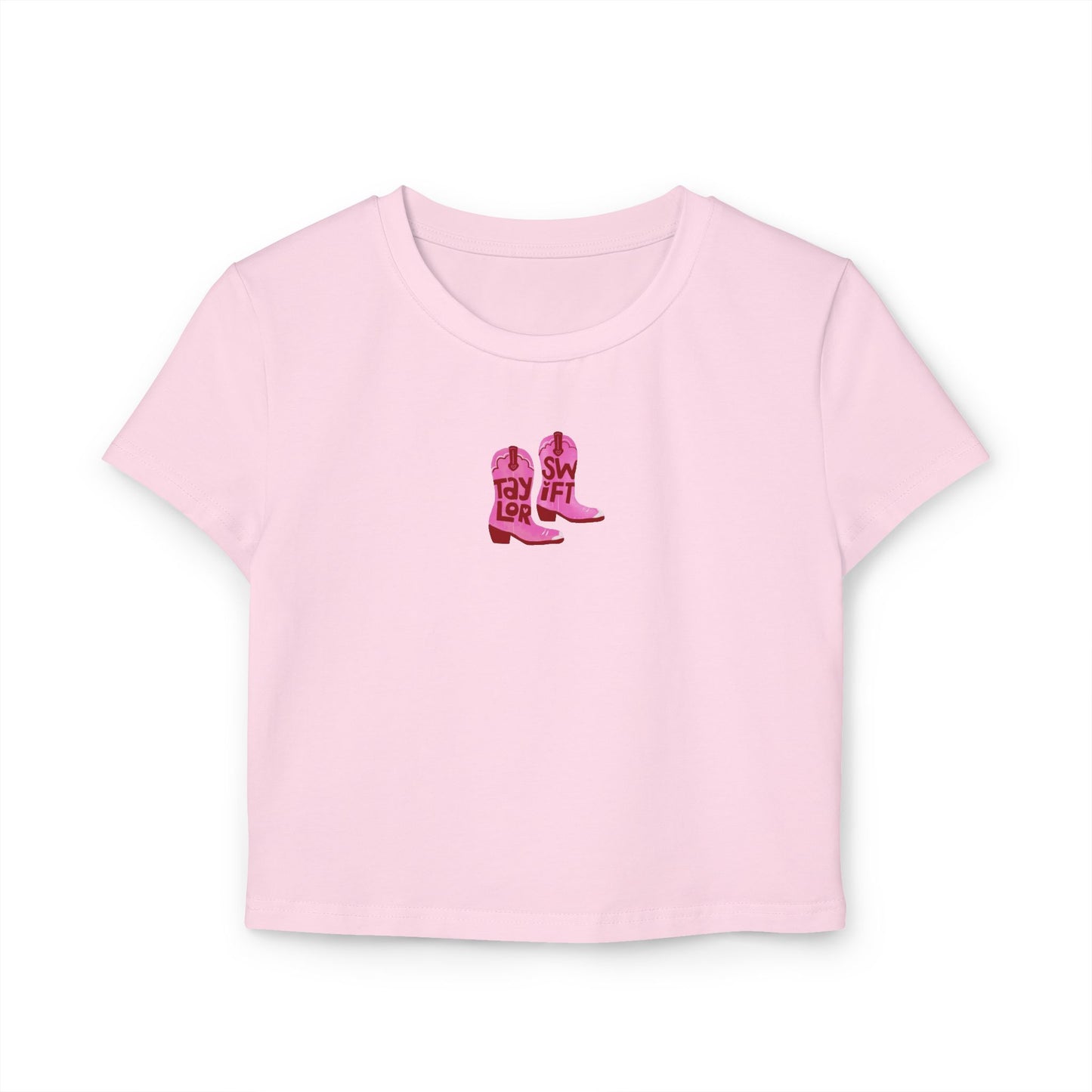 "Taylor Swift Debut Pink Cowboy Boots (White, Tan, Black, Baby Pink) Women's Baby Tee