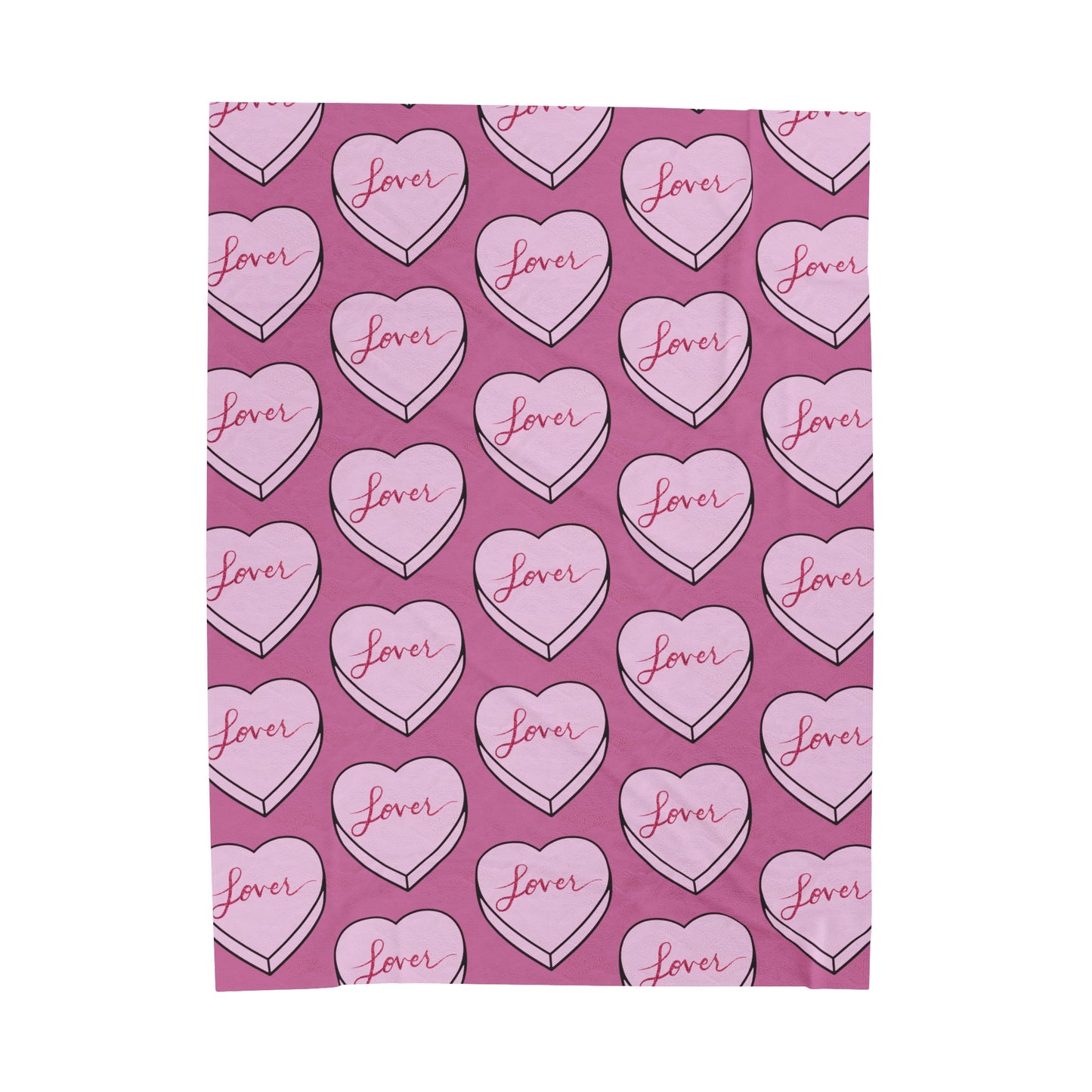 TS "Lover" Valentine's Day Candy Heart Velveteen Plush Blanket