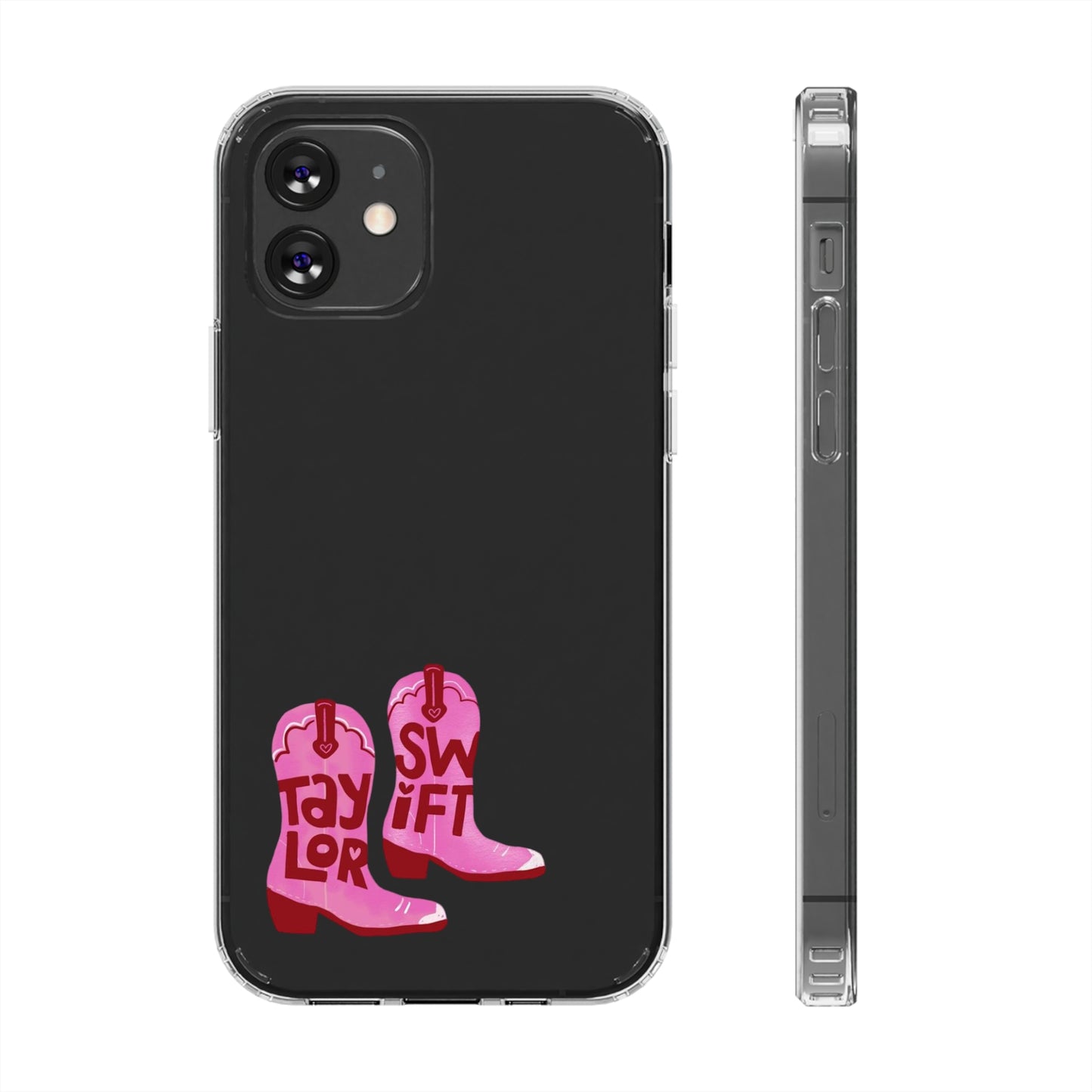 "Taylor Swift" Pink Cowboy Boots (Debut) Clear Phone Cases (Iphone & Samsung)