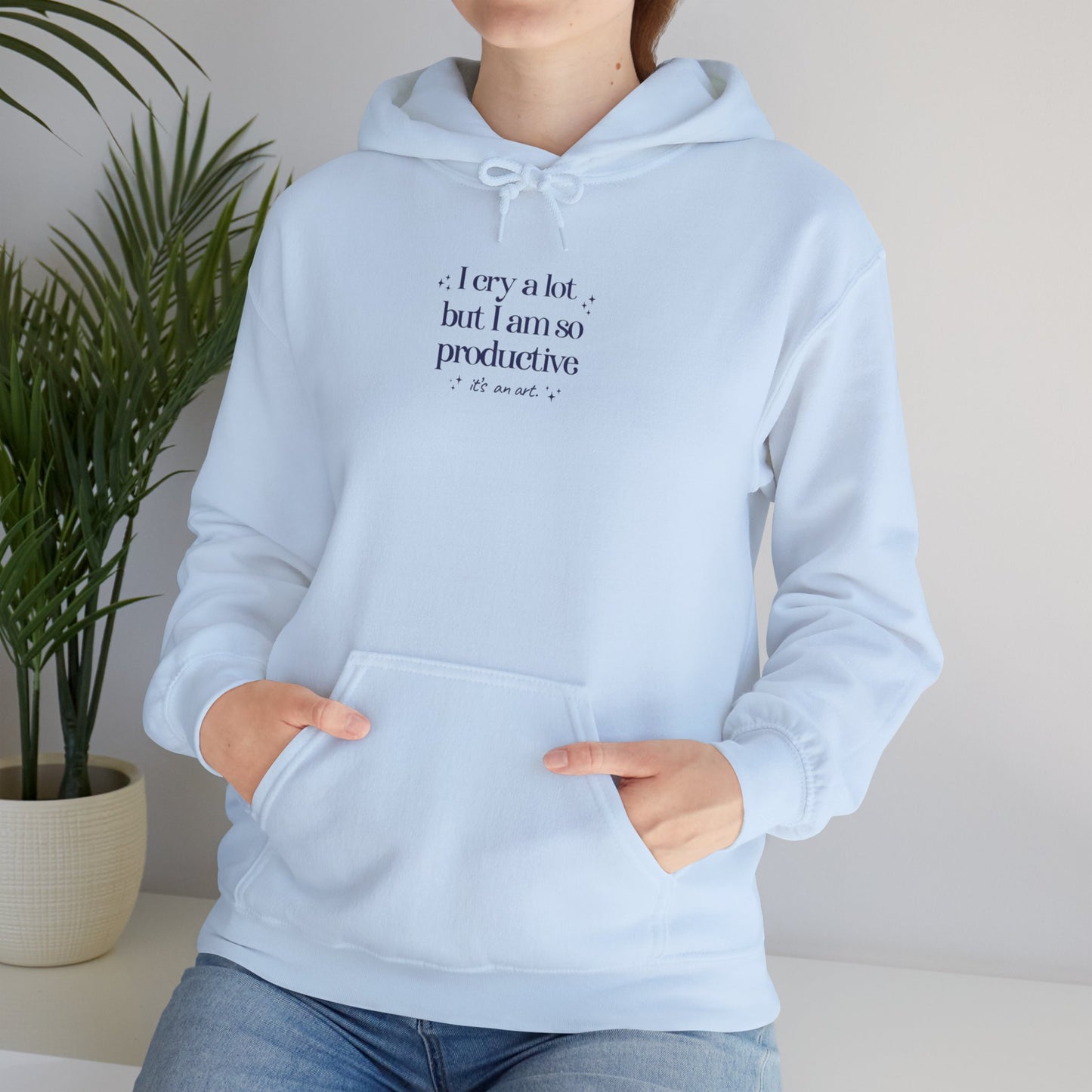 TS "I cry a lot but I am so productive, it's an art." TTPD Hoodie (Multiple Colors Available, Unisex Heavy Blend™ Hooded Sweatshirt)