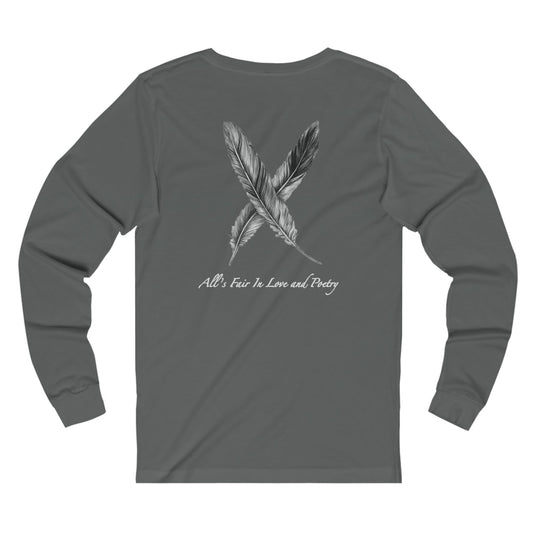 Feathers (Back) "All's Fair In Love and Poetry" TTPD Unisex Jersey Long Sleeve Tee (TS, The Tortured Poets Department, TS 11)