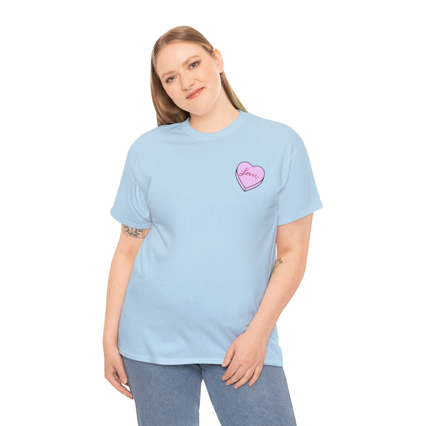 TS "Lover" Valentine's Day Candy Heart Unisex Heavy Cotton Tee