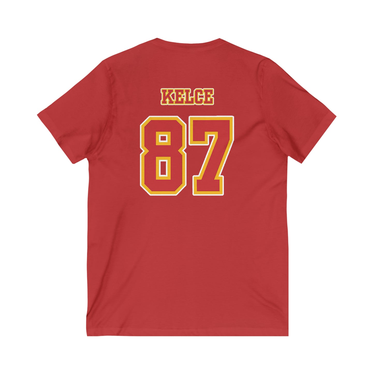 Kansas City Chiefs (KC) Travis Kelce 87 Superbowl LVIII Unisex Jersey Short Sleeve V-Neck Tee