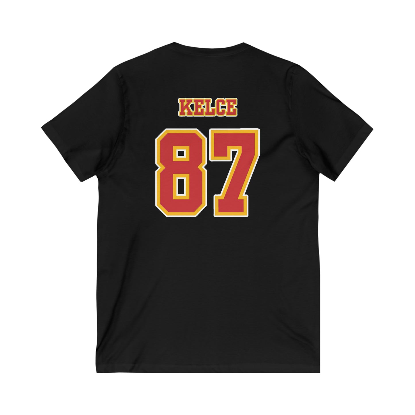 Kansas City Chiefs (KC) Travis Kelce 87 Superbowl LVIII Unisex Jersey Short Sleeve V-Neck Tee