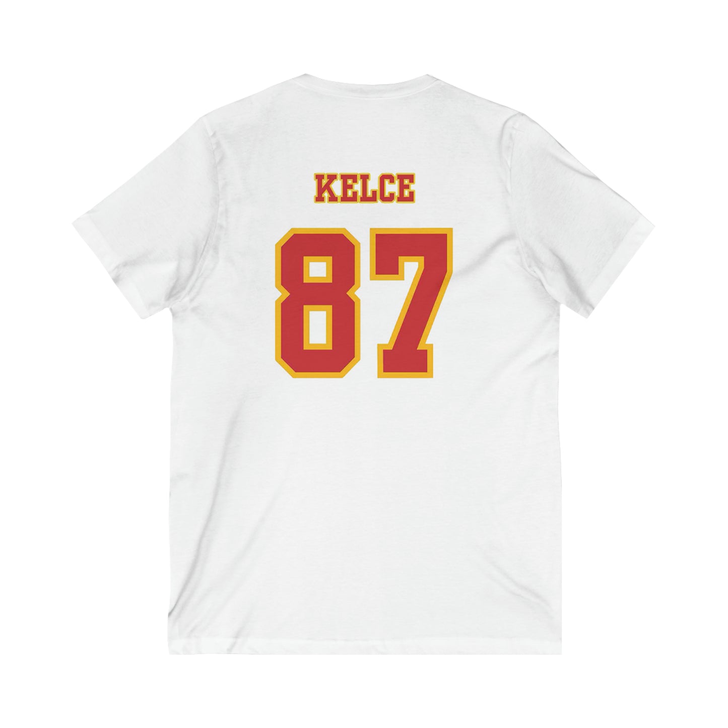 Kansas City Chiefs (KC) Travis Kelce 87 Superbowl LVIII Unisex Jersey Short Sleeve V-Neck Tee