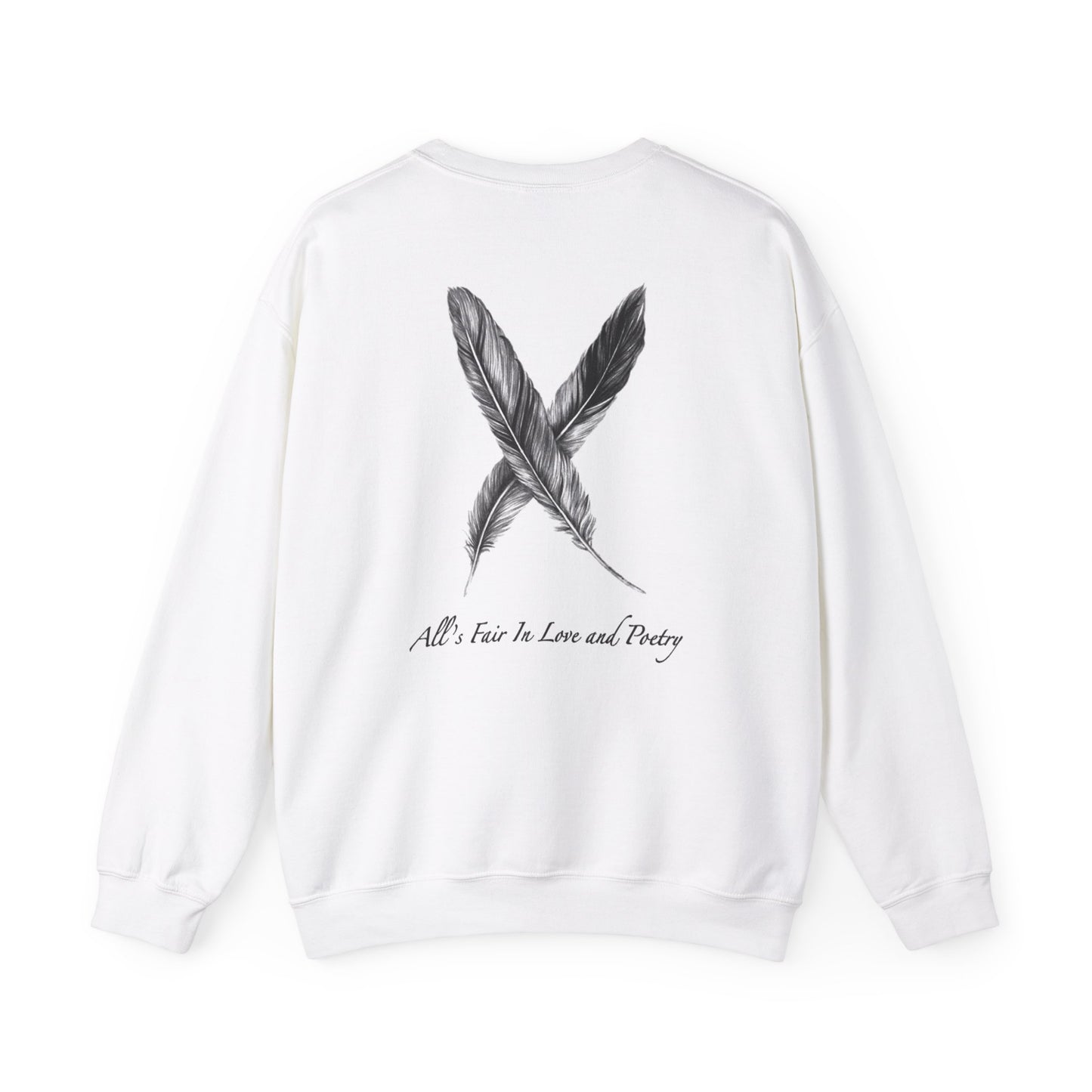 Feathers (Back) "All's Fair In Love and Poetry" TTPD Unisex Heavy Blend™ Crewneck Sweatshirt  (TS, The Tortured Poets Department, TS 11)