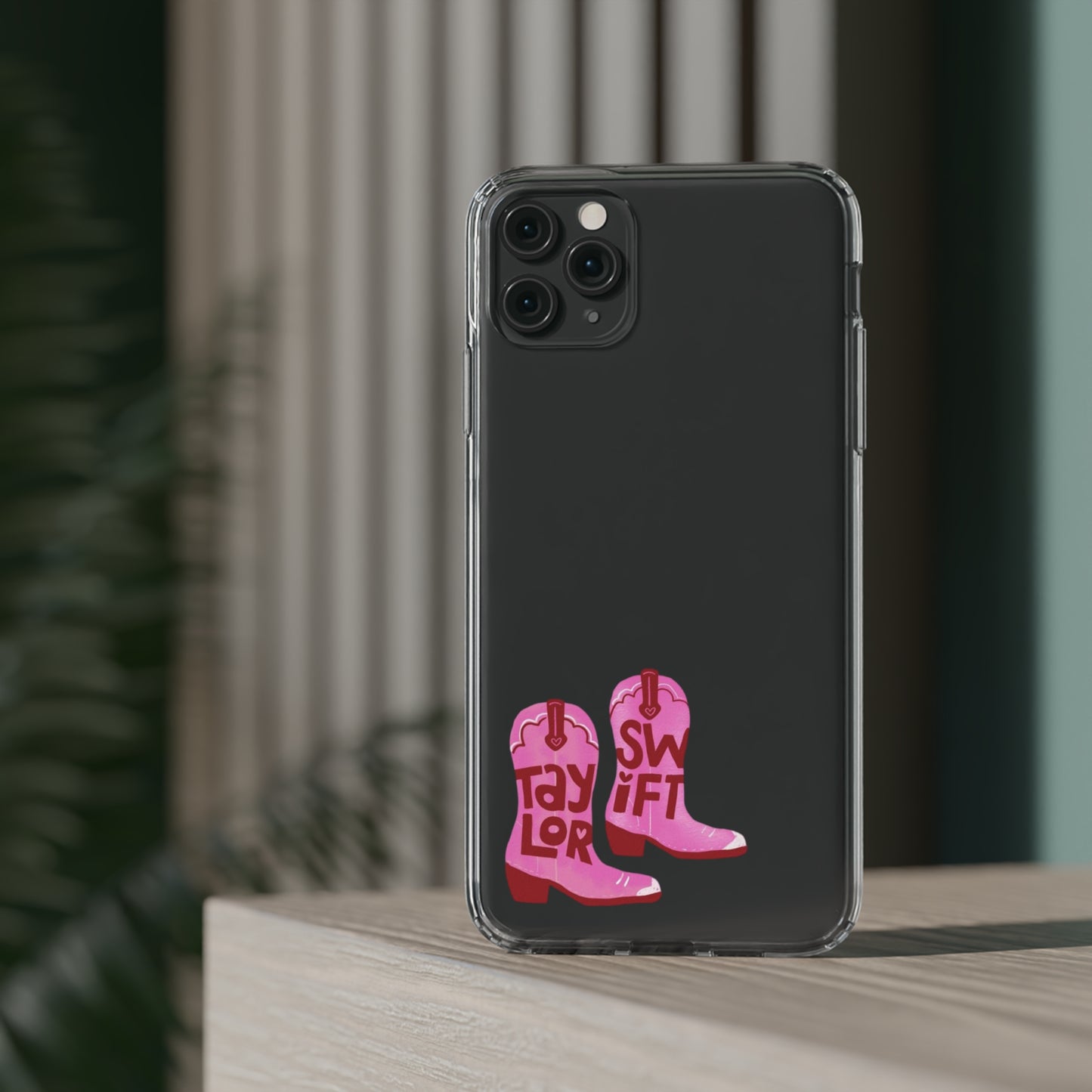 "Taylor Swift" Pink Cowboy Boots (Debut) Clear Phone Cases (Iphone & Samsung)