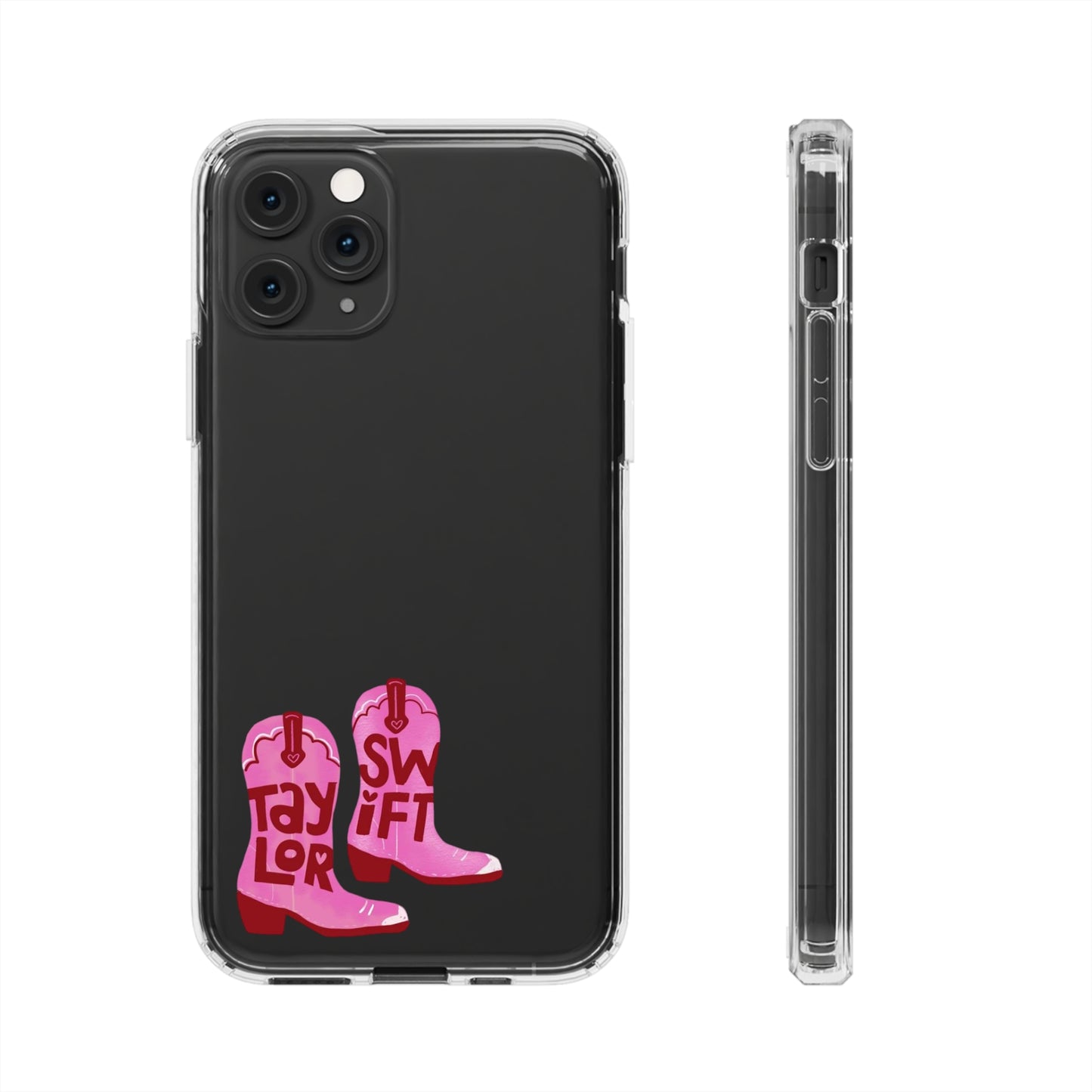 "Taylor Swift" Pink Cowboy Boots (Debut) Clear Phone Cases (Iphone & Samsung)