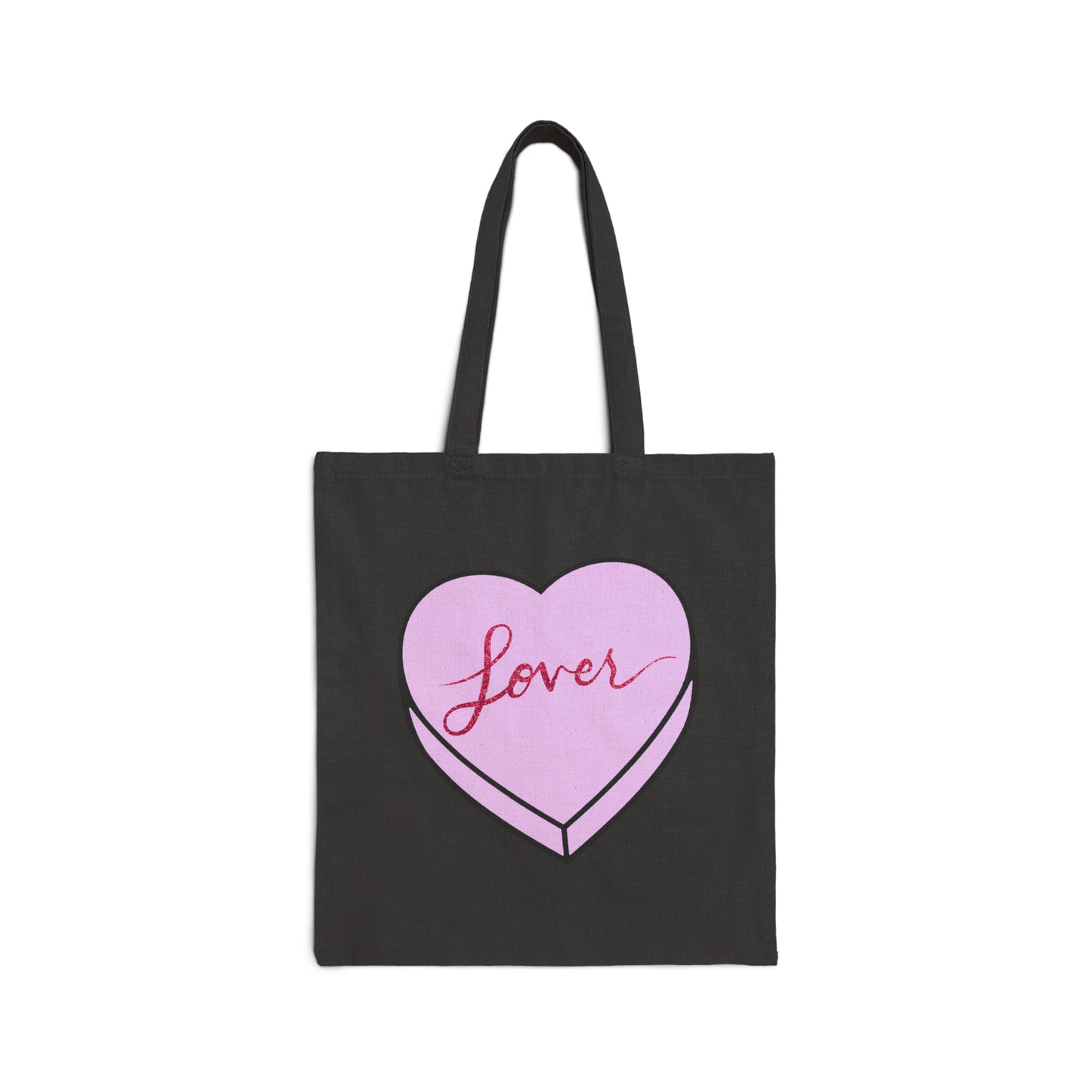 TS "Lover" Valentine's Day Candy Heart Cotton Canvas Tote Bag