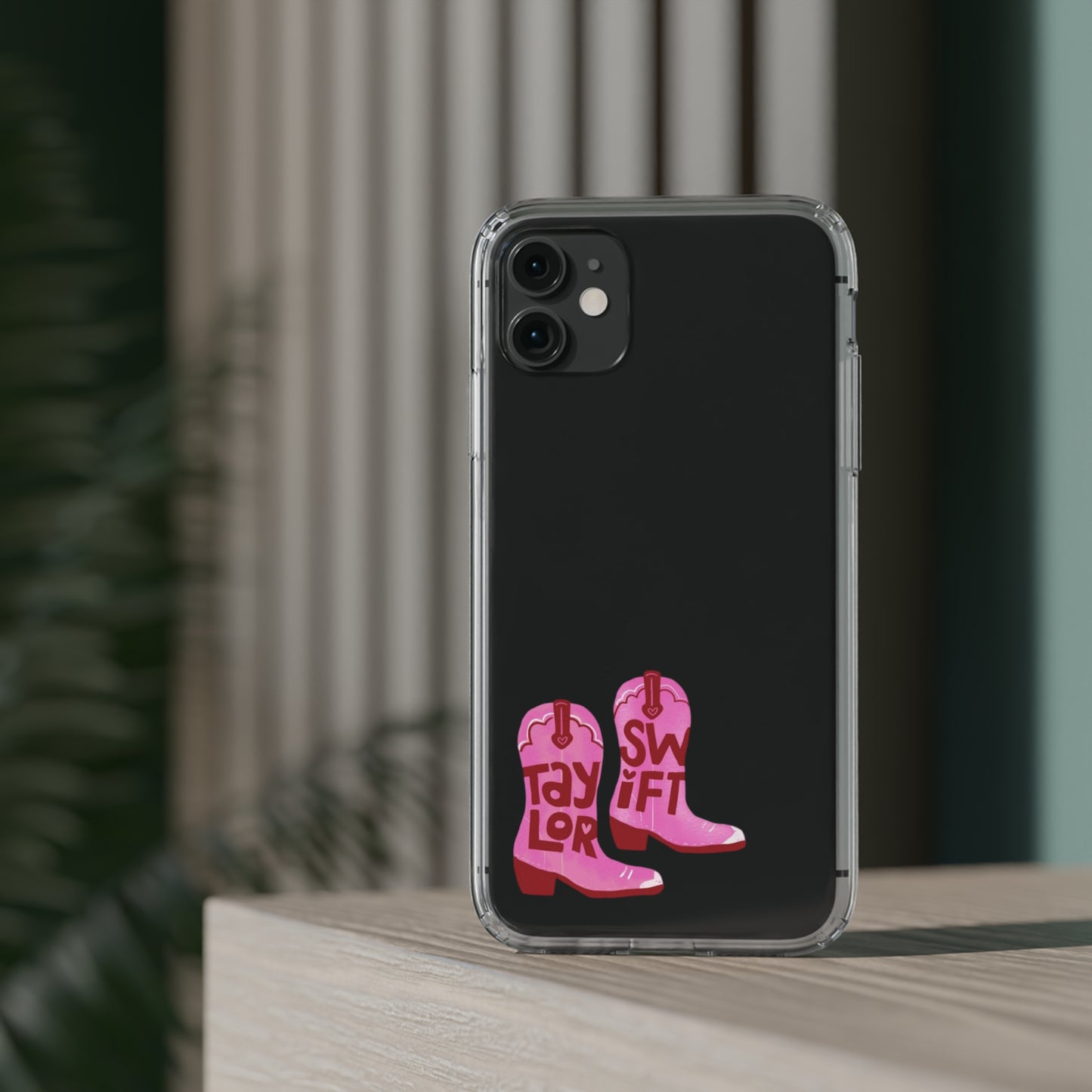 "Taylor Swift" Pink Cowboy Boots (Debut) Clear Phone Cases (Iphone & Samsung)