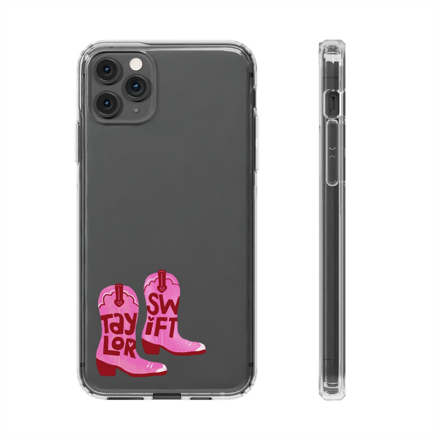 "Taylor Swift" Pink Cowboy Boots (Debut) Clear Phone Cases (Iphone & Samsung)