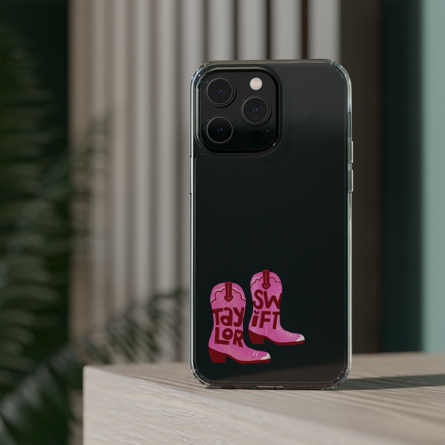 "Taylor Swift" Pink Cowboy Boots (Debut) Clear Phone Cases (Iphone & Samsung)