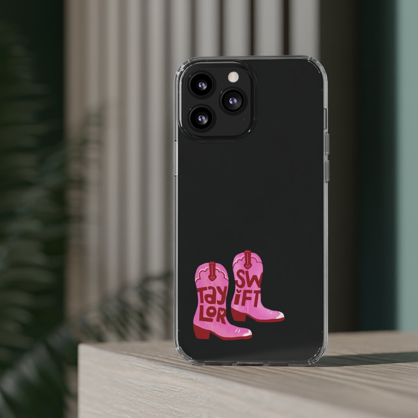 "Taylor Swift" Pink Cowboy Boots (Debut) Clear Phone Cases (Iphone & Samsung)