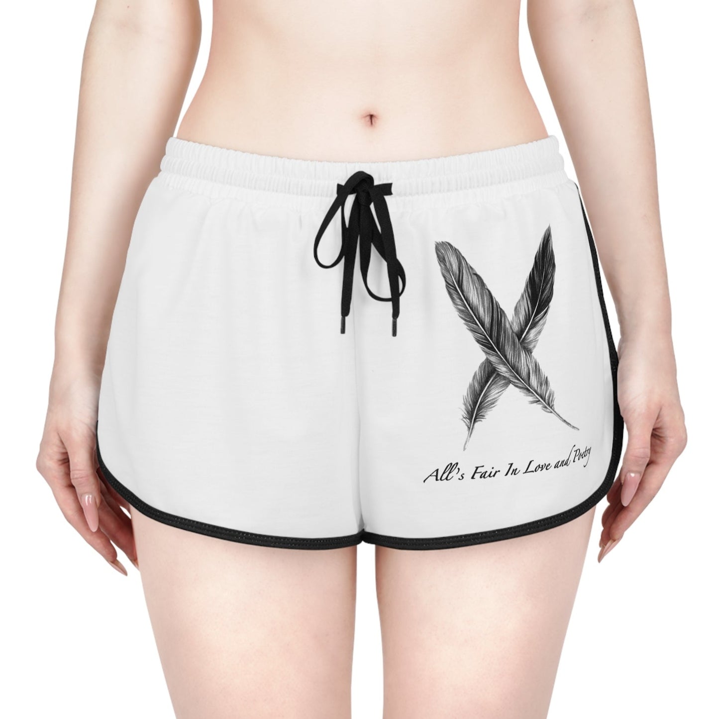 Feathers "All's Fair In Love and Poetry" TTPD Women's Relaxed Shorts (AOP) (TS, The Tortured Poets Department, TS 11)