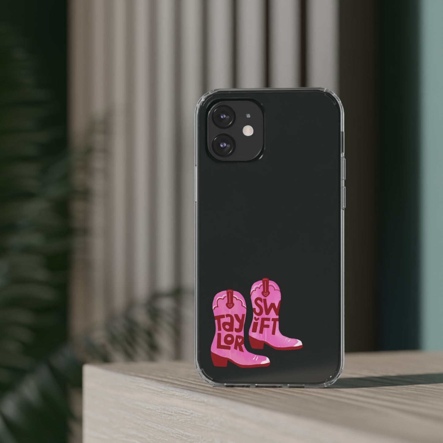 "Taylor Swift" Pink Cowboy Boots (Debut) Clear Phone Cases (Iphone & Samsung)