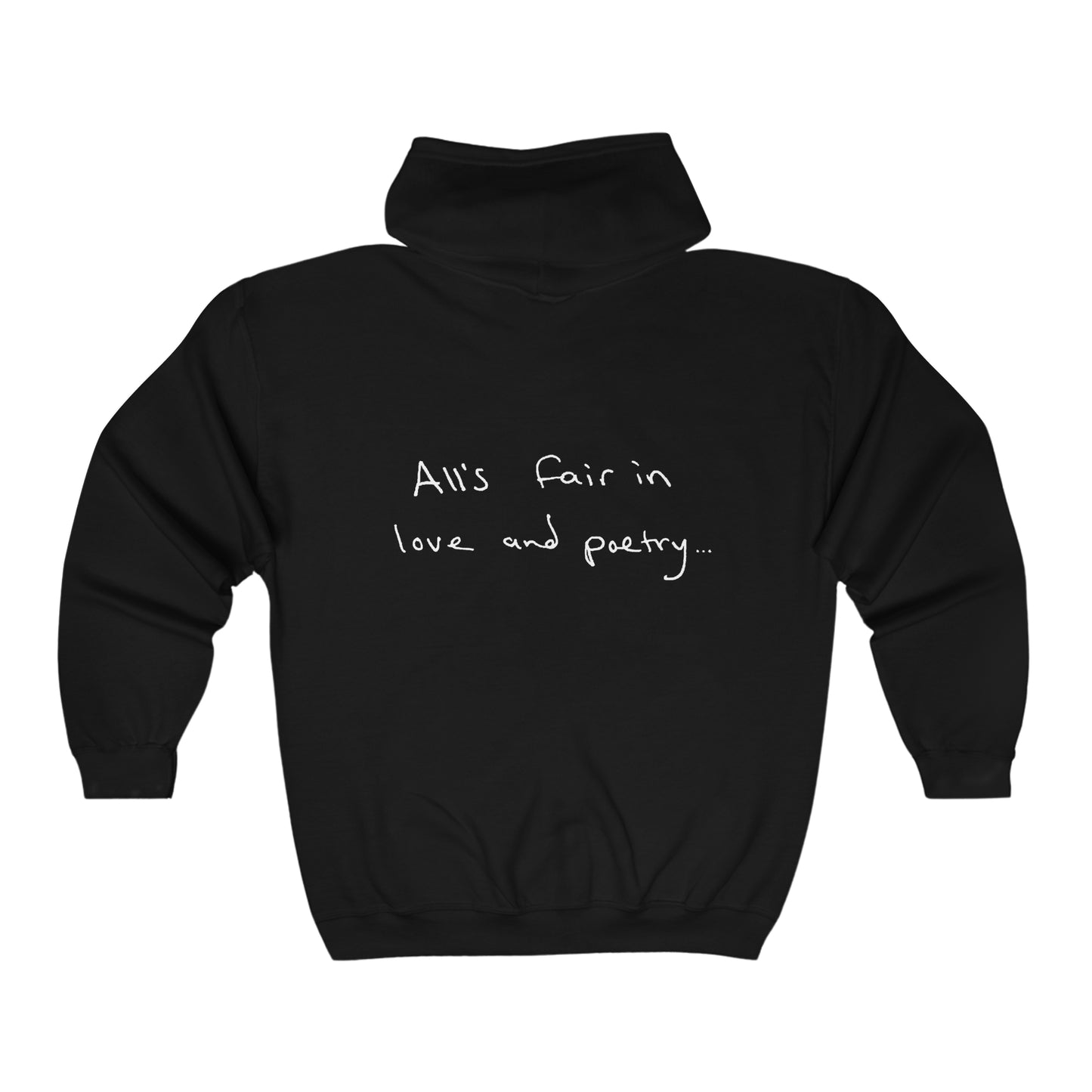 "all's fair in love and poetry" TTPD Unisex ZIP-UP Hoodie (The Tortured Poets Department TS 11, Unisex Heavy Blend™ Full Zip Hooded Sweatshirt)