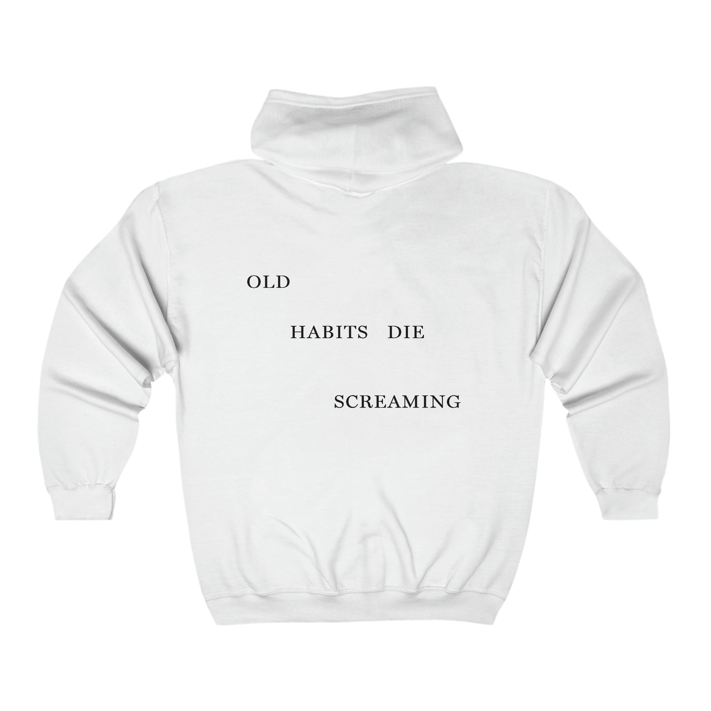 "OLD HABITS DIE SCREAMING" TTPD 'The Black Dog' Variant Zip-Up (TS, The Tortured Poets Department, Unisex Heavy Blend™ Full Zip Hooded Sweatshirt)