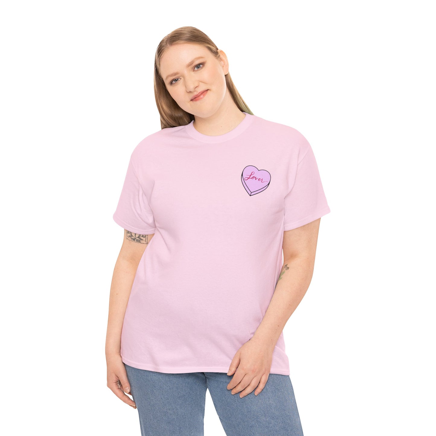 TS "Lover" Valentine's Day Candy Heart Unisex Heavy Cotton Tee