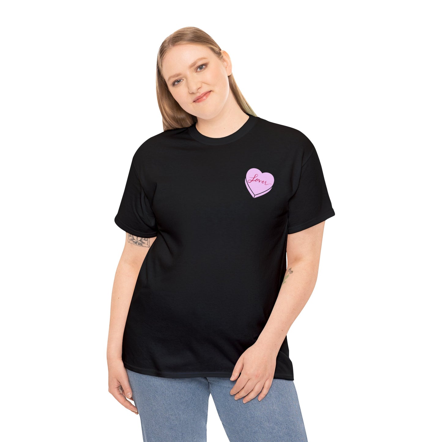 TS "Lover" Valentine's Day Candy Heart Unisex Heavy Cotton Tee