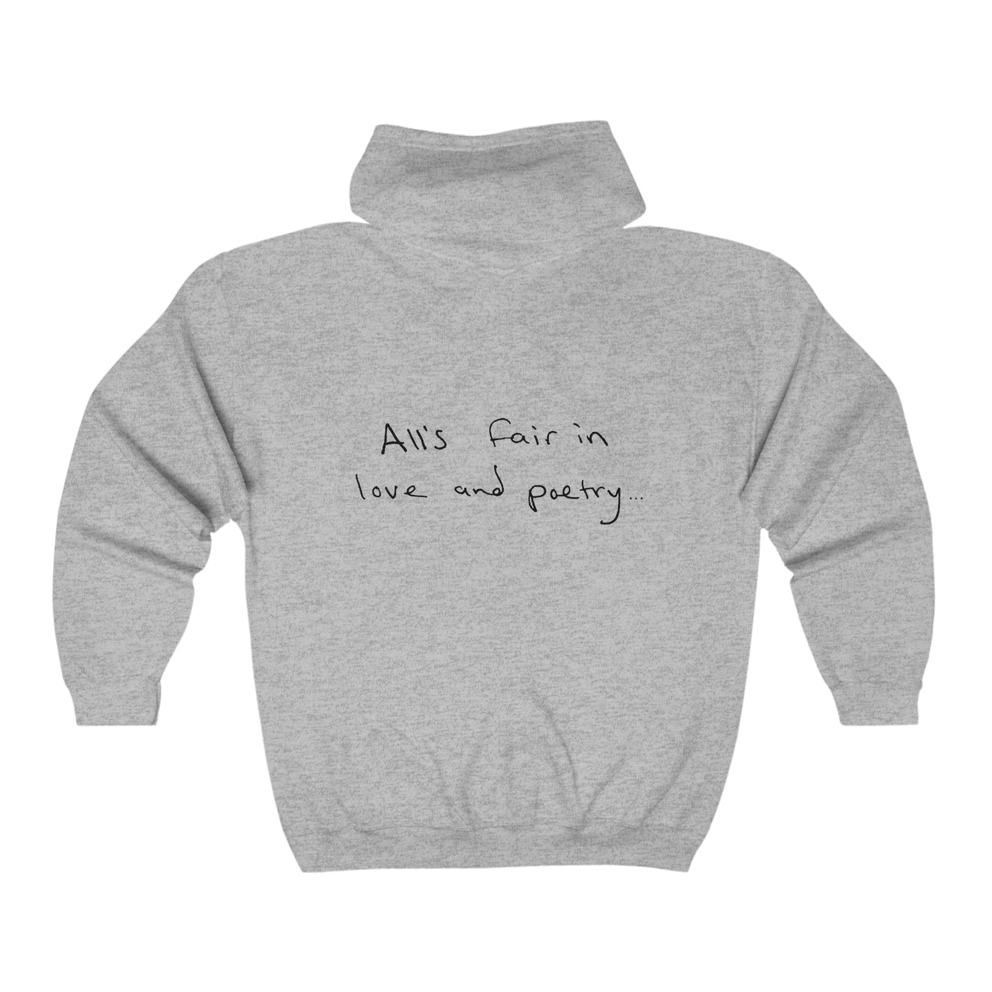 "all's fair in love and poetry" TTPD Unisex ZIP-UP Hoodie (The Tortured Poets Department TS 11, Unisex Heavy Blend™ Full Zip Hooded Sweatshirt)