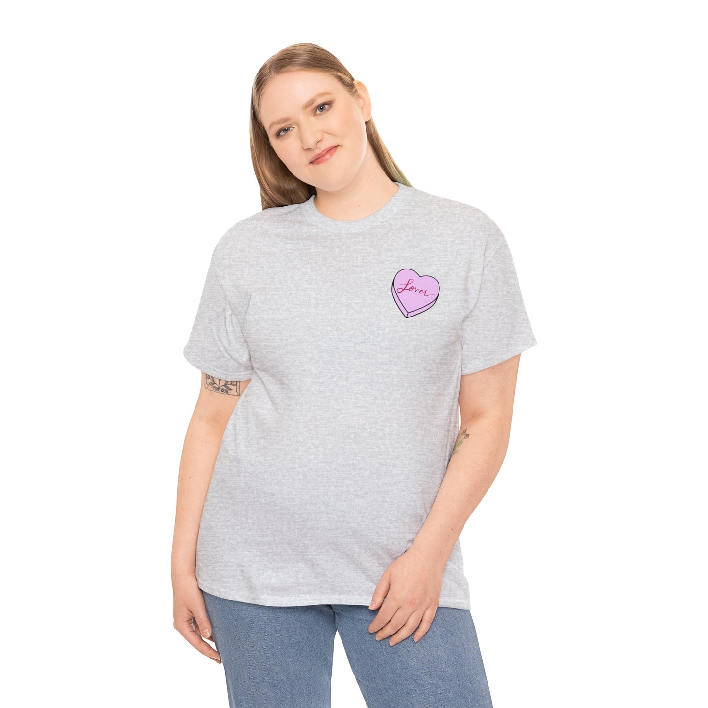 TS "Lover" Valentine's Day Candy Heart Unisex Heavy Cotton Tee