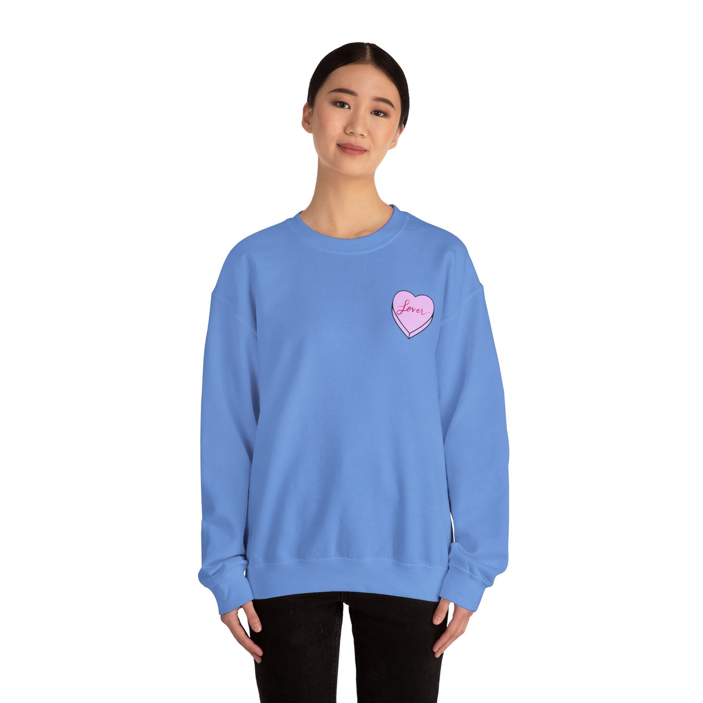 TS "Lover" Valentine's Day Candy Heart Unisex Heavy Blend™ Crewneck Sweatshirt