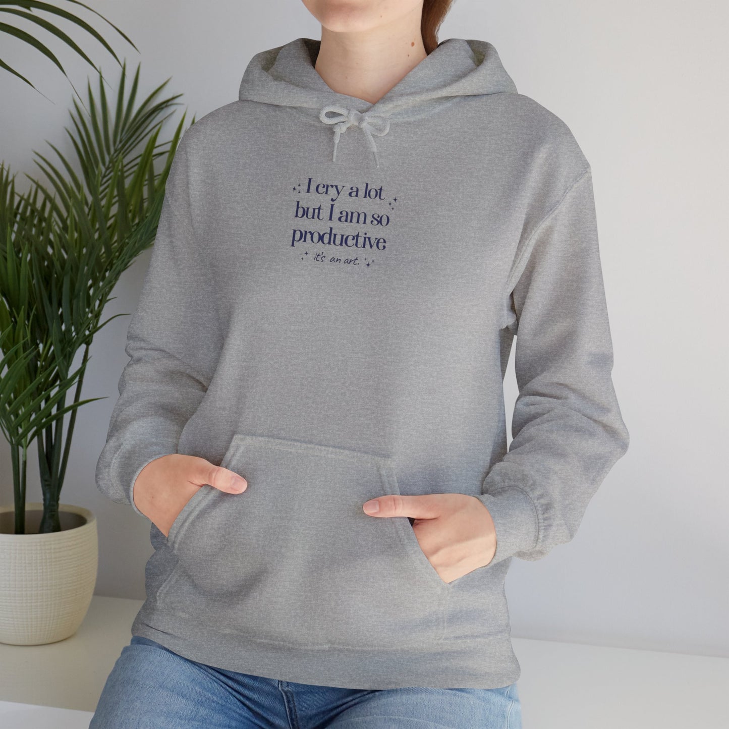 TS "I cry a lot but I am so productive, it's an art." TTPD Hoodie (Multiple Colors Available, Unisex Heavy Blend™ Hooded Sweatshirt)