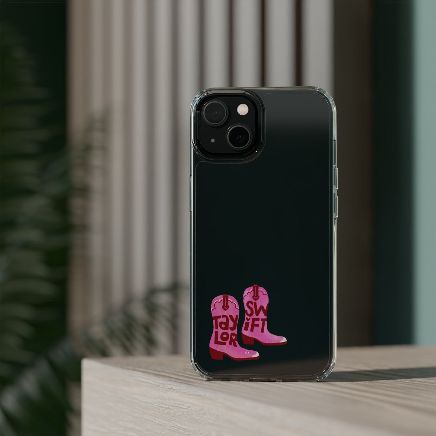 "Taylor Swift" Pink Cowboy Boots (Debut) Clear Phone Cases (Iphone & Samsung)