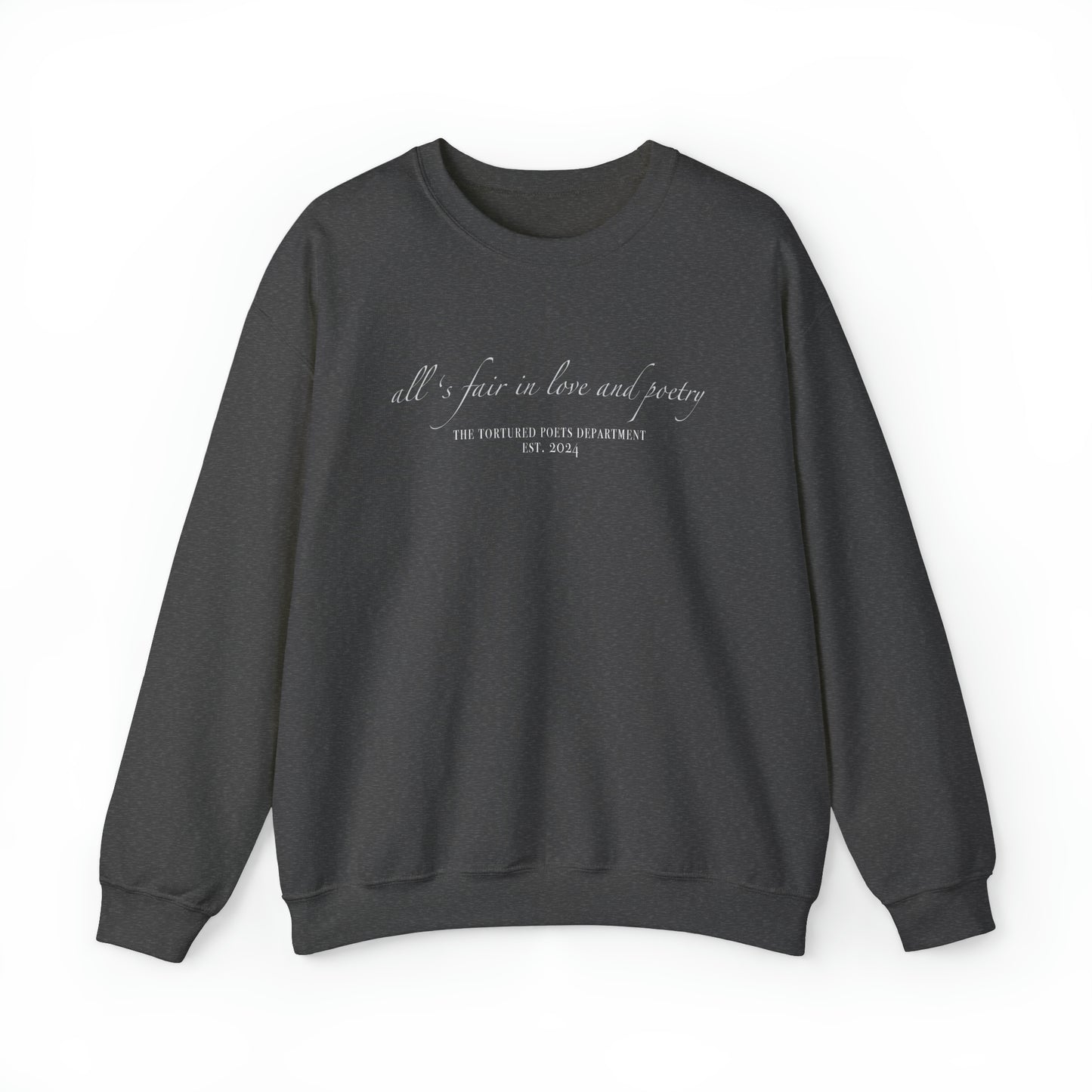 "all's fair in love and poetry" TS (The Tortured Poets Department TS 11) Unisex Heavy Blend™ Crewneck Sweatshirt