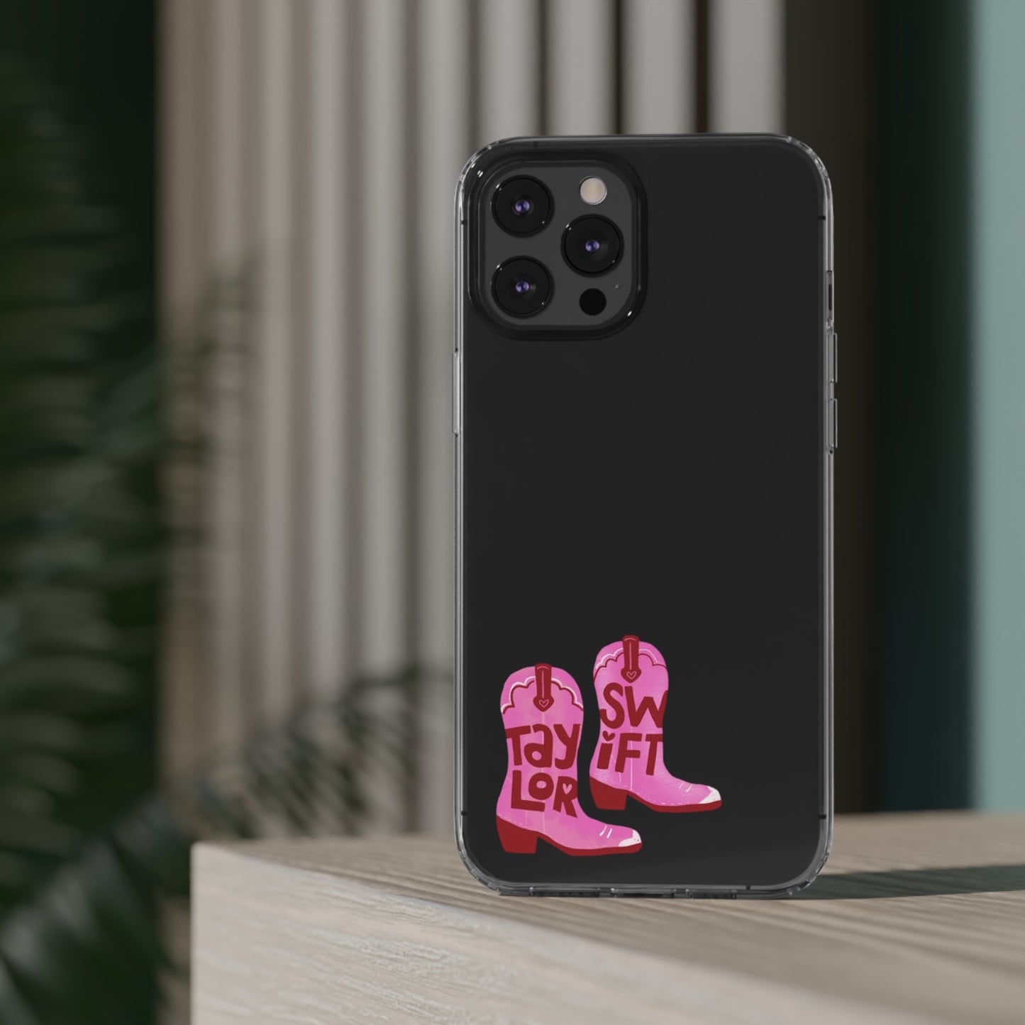 "Taylor Swift" Pink Cowboy Boots (Debut) Clear Phone Cases (Iphone & Samsung)