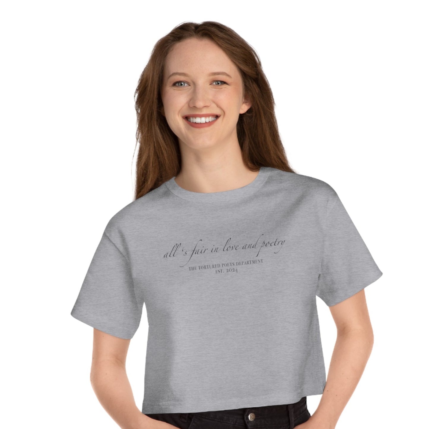 "all's fair in love and poetry" TS (The Tortured Poets Department TS 11) Champion Women's Heritage Cropped T-Shirt