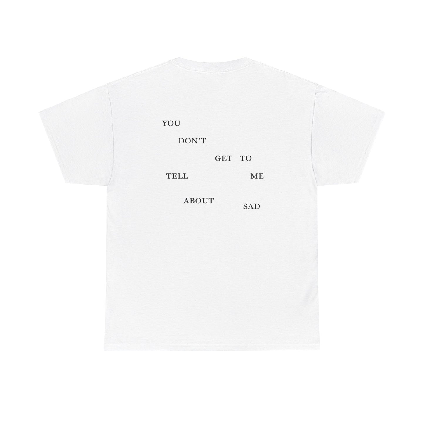 "YOU DON'T GET TO TELL ME ABOUT SAD" TTPD 2nd Variant T-Shirt (TS, The Tortured Poets Department, Basic Tee, Unisex Heavy Cotton Tee)