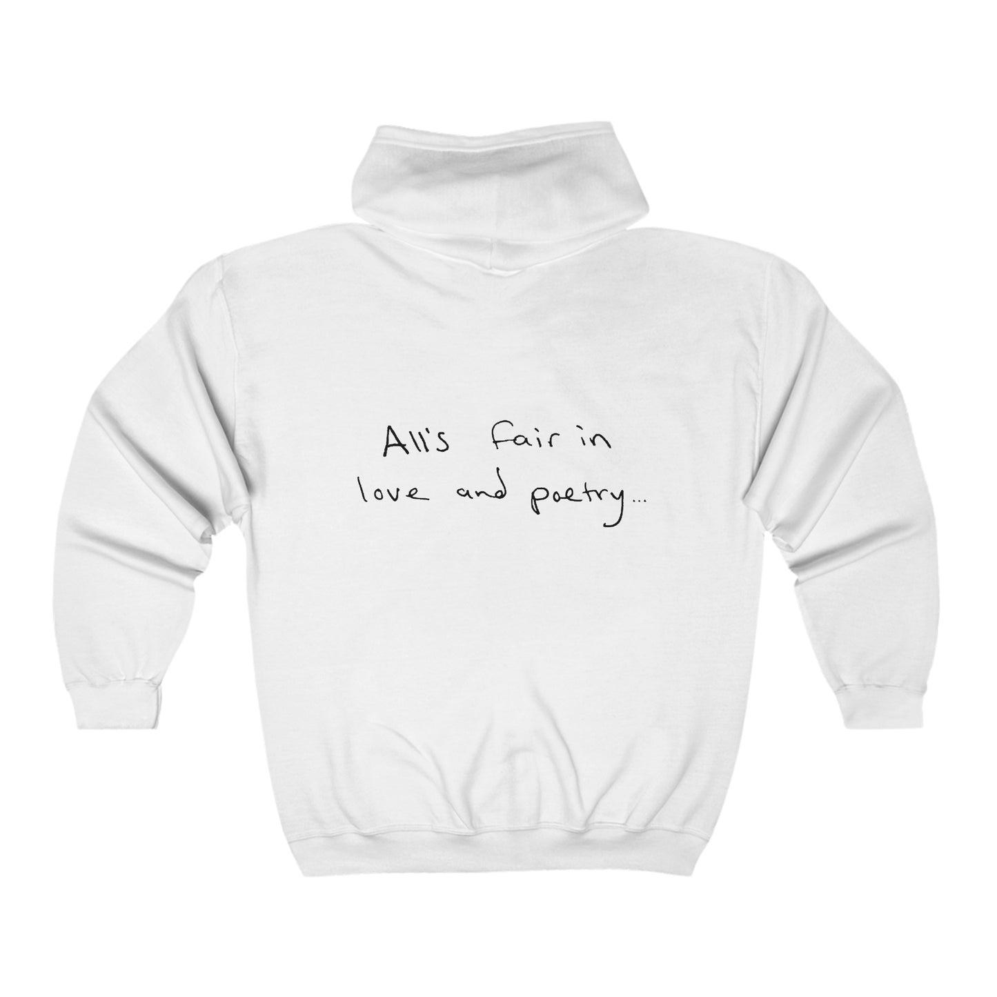 "all's fair in love and poetry" TTPD Unisex ZIP-UP Hoodie (The Tortured Poets Department TS 11, Unisex Heavy Blend™ Full Zip Hooded Sweatshirt)