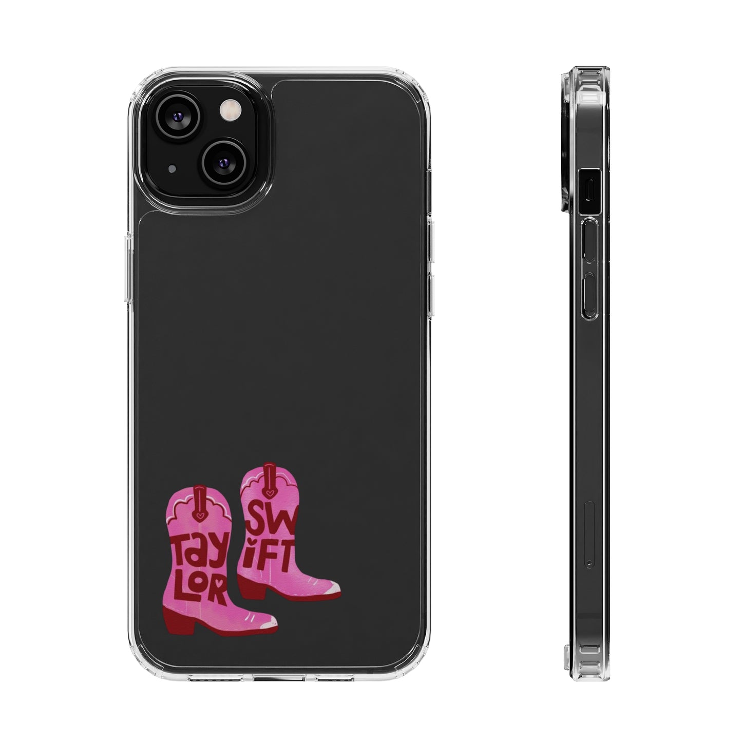 "Taylor Swift" Pink Cowboy Boots (Debut) Clear Phone Cases (Iphone & Samsung)