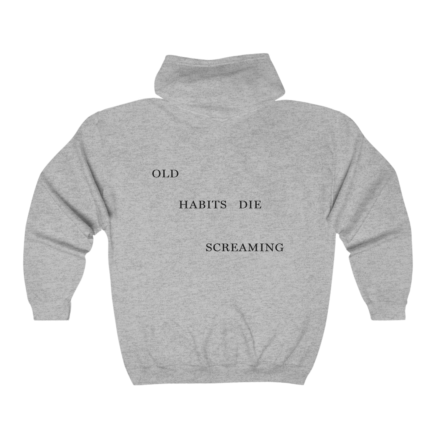 "OLD HABITS DIE SCREAMING" TTPD 'The Black Dog' Variant Zip-Up (TS, The Tortured Poets Department, Unisex Heavy Blend™ Full Zip Hooded Sweatshirt)