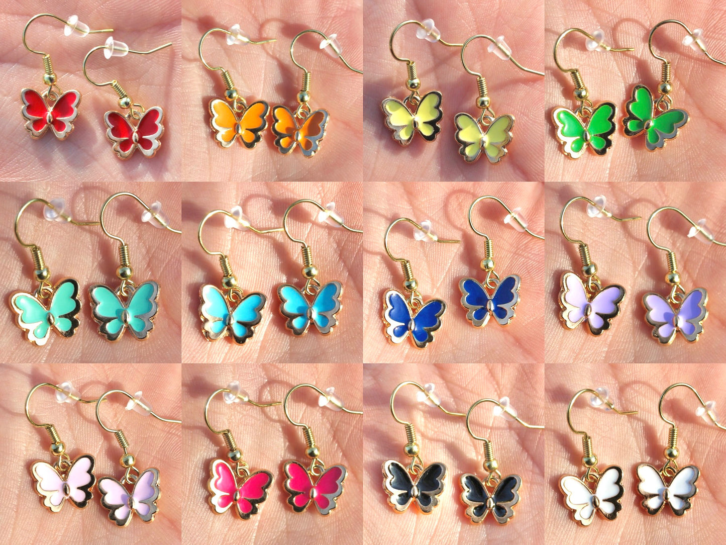 Gold Lined Butterfly Dangle Earrings