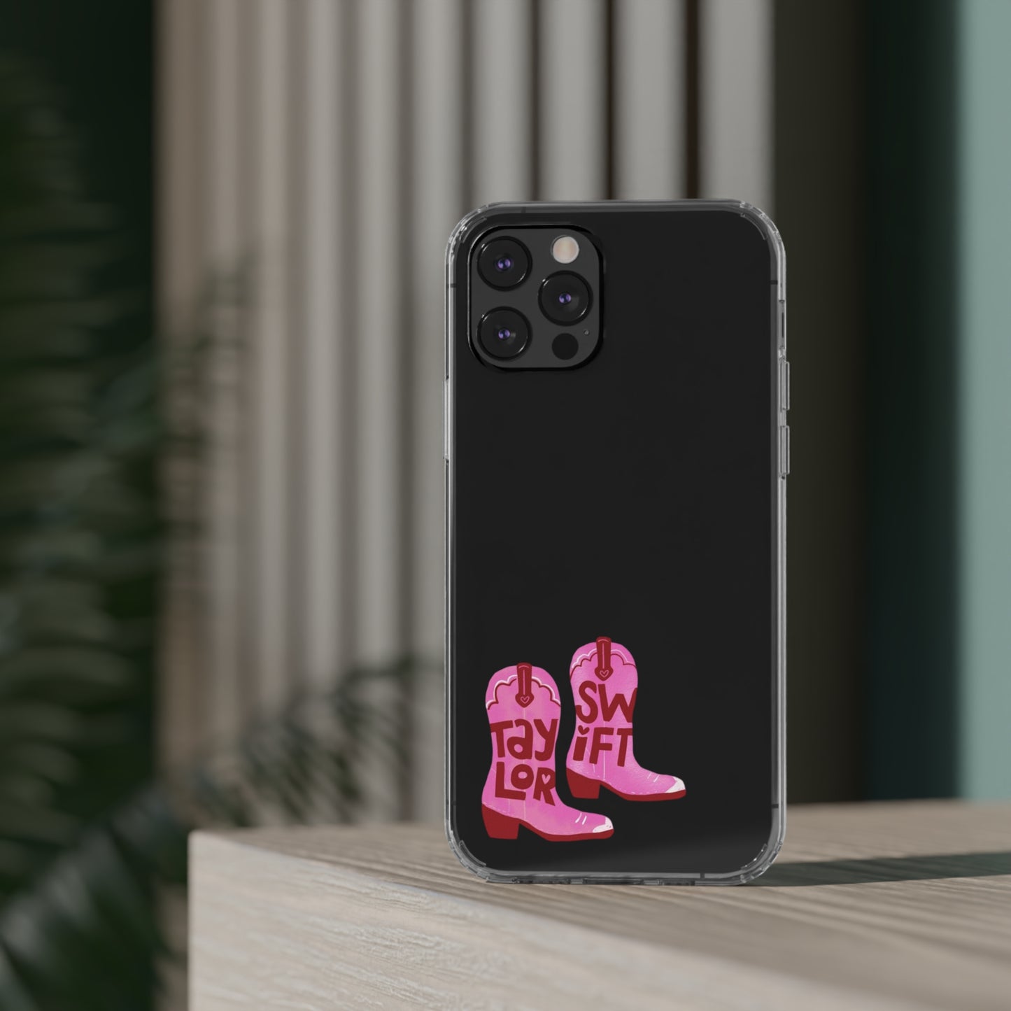 "Taylor Swift" Pink Cowboy Boots (Debut) Clear Phone Cases (Iphone & Samsung)