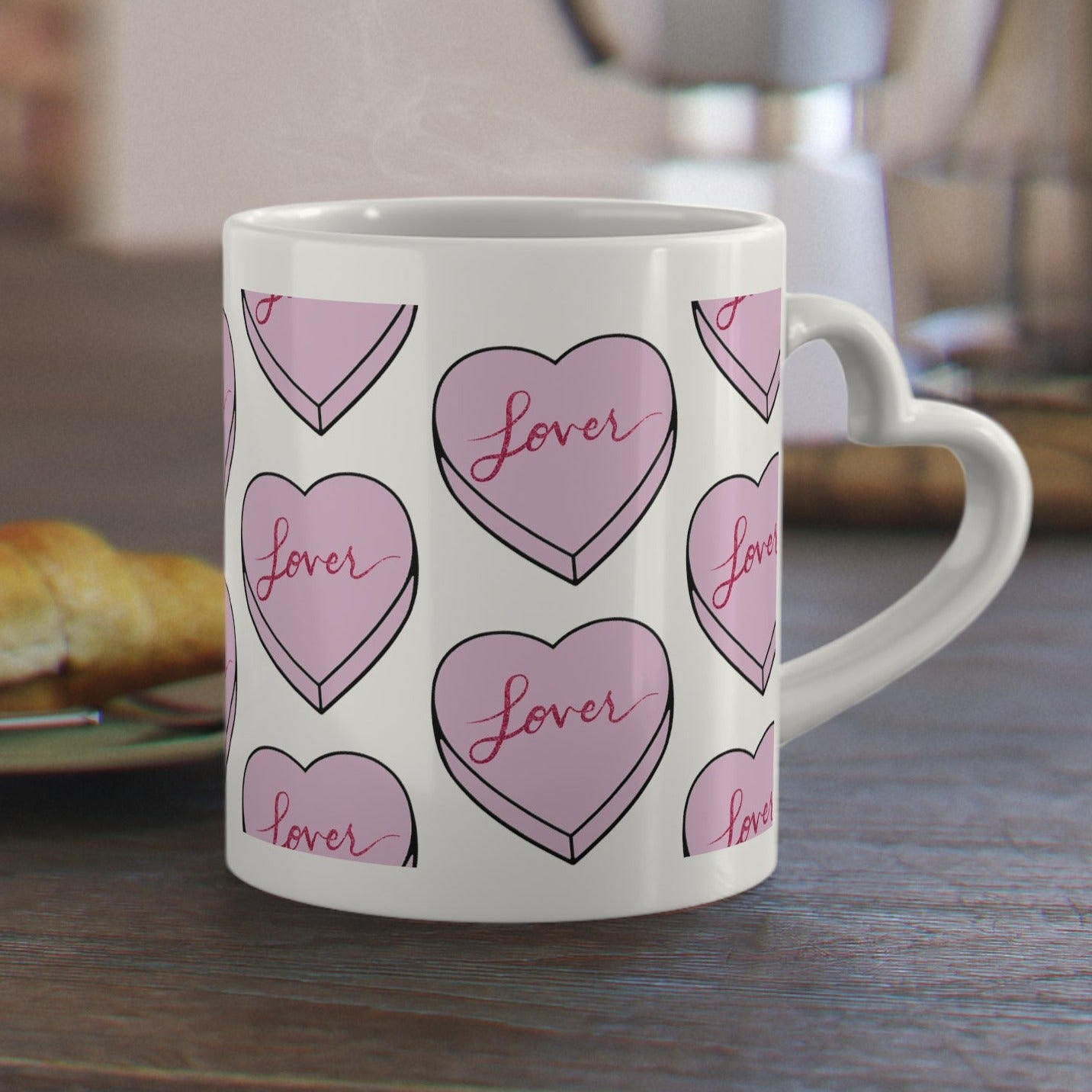 TS "Lover" Valentine's Day Candy Heart Heart-Shaped Mug