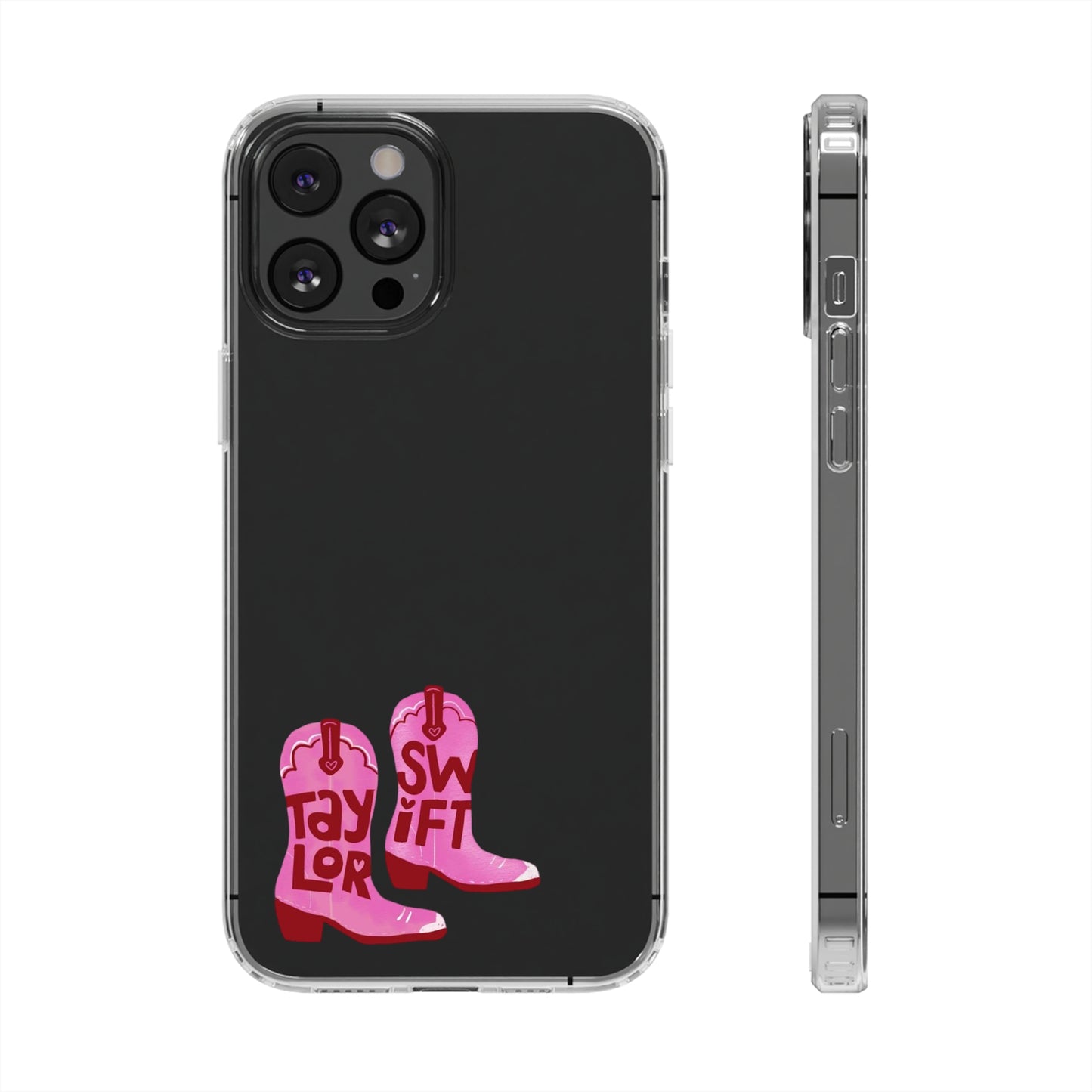 "Taylor Swift" Pink Cowboy Boots (Debut) Clear Phone Cases (Iphone & Samsung)