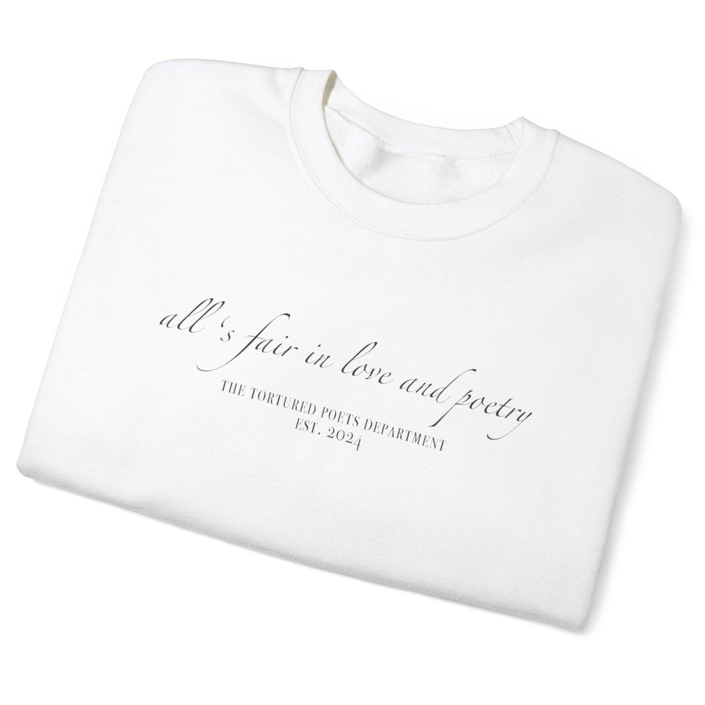 "all's fair in love and poetry" TS (The Tortured Poets Department TS 11) Unisex Heavy Blend™ Crewneck Sweatshirt