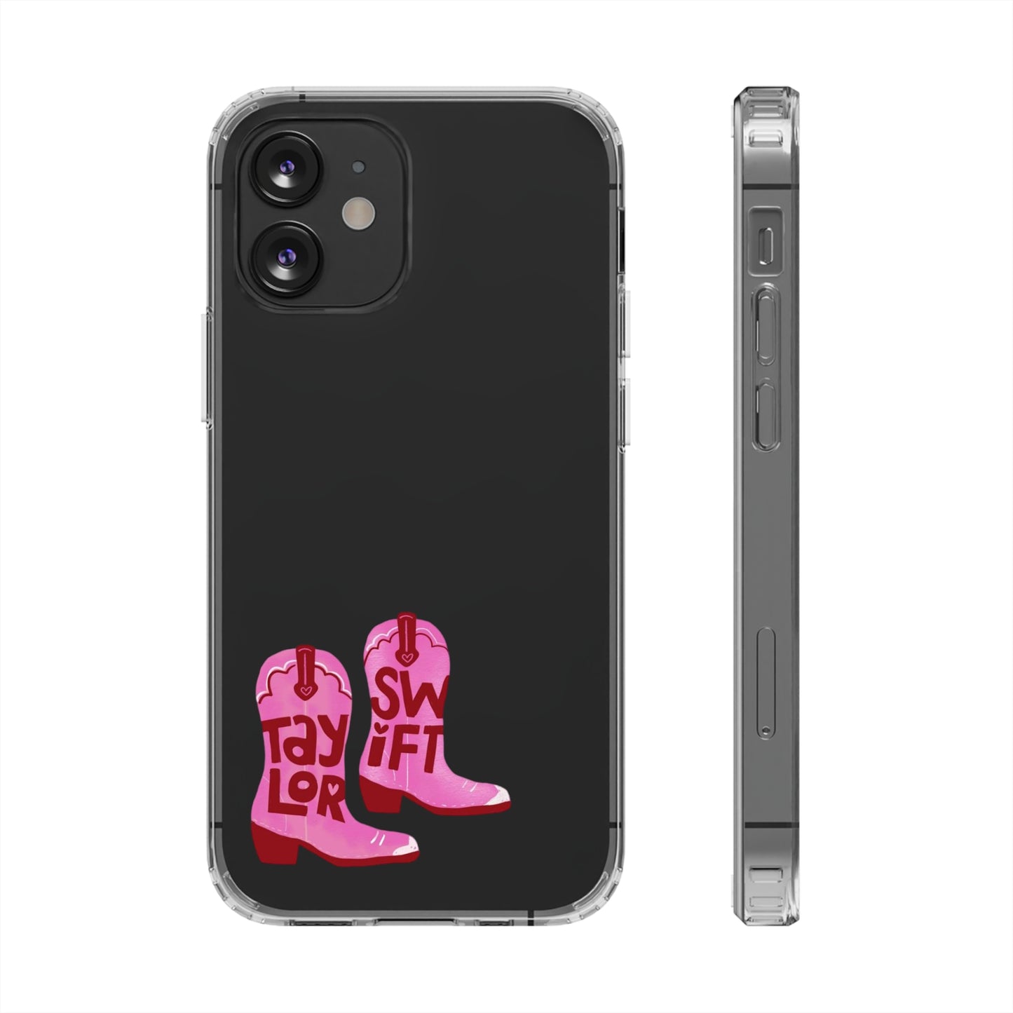 "Taylor Swift" Pink Cowboy Boots (Debut) Clear Phone Cases (Iphone & Samsung)